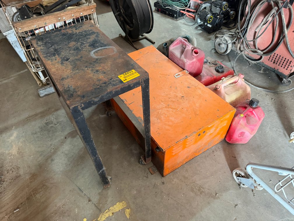 Worktable, Parts Cleaner Box, & Gas Jugs INV#54493