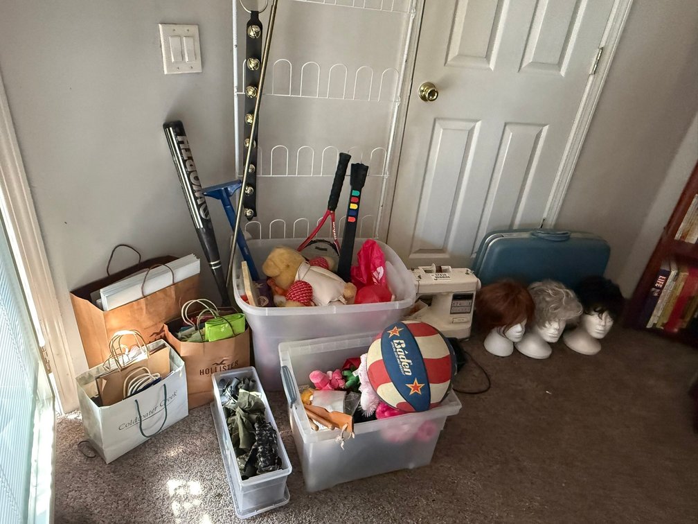 Sewing Machine, Vintage Trunk, Miscellaneous Toys, & Gift Bags INV#57430