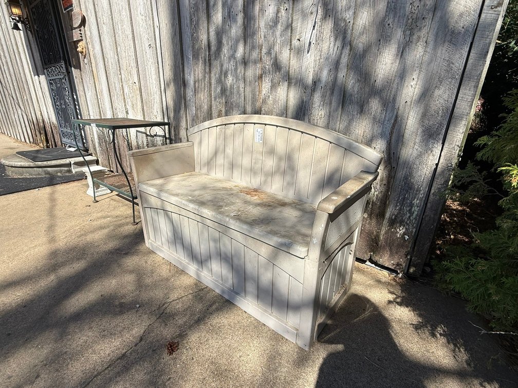 Plastic Outdoor Bench w/ Storage INV#57500