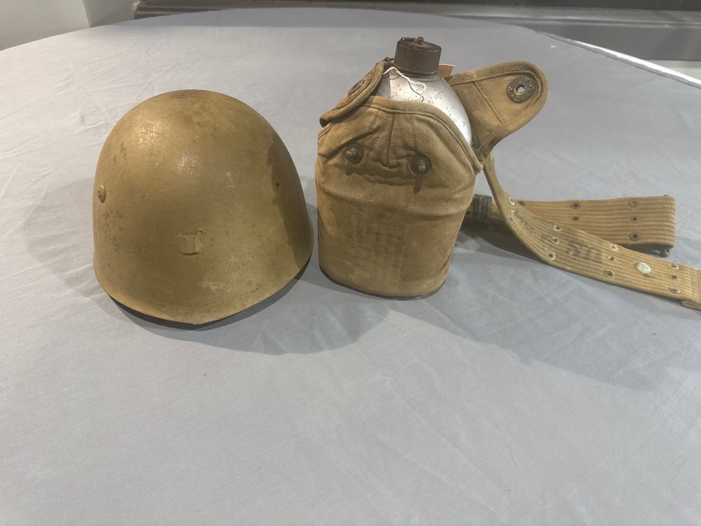 Army Canteen and Helmet 
