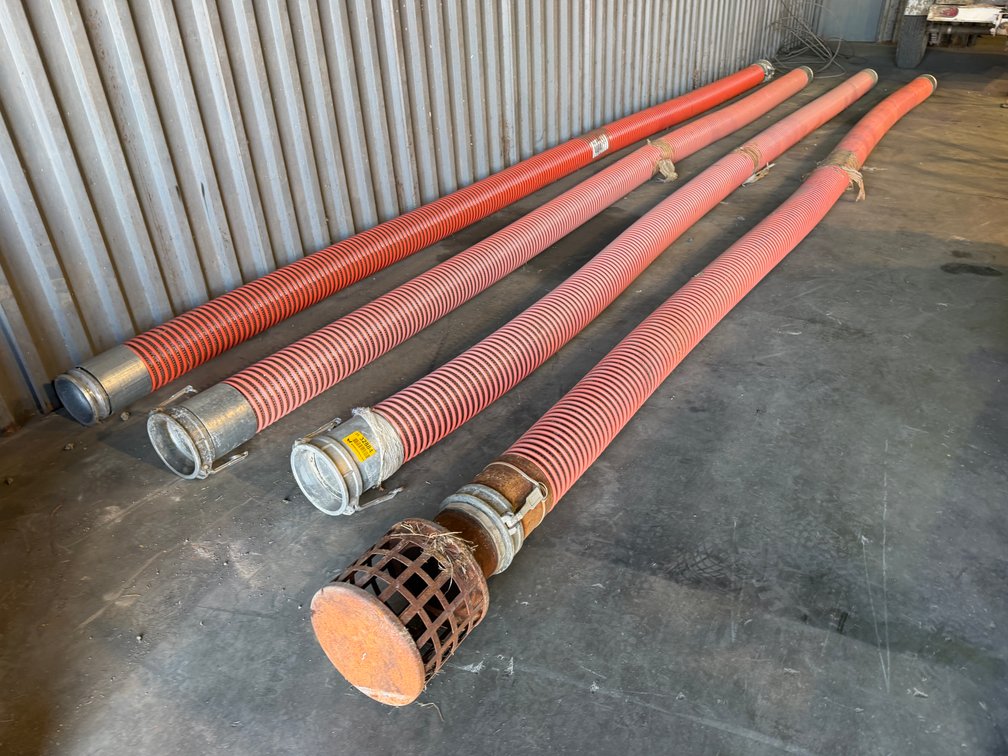 Lot of (4) 6" Pump Suction Hose w/(2) Strainers 