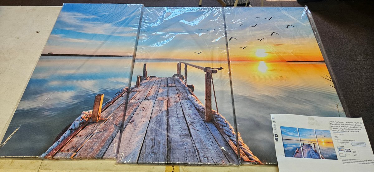 Noah Art 3-Piece Sunset Pier Canvas Wall Art Set