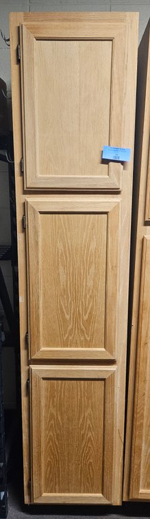Tall Oak Three-Door Pantry Storage Cabinet