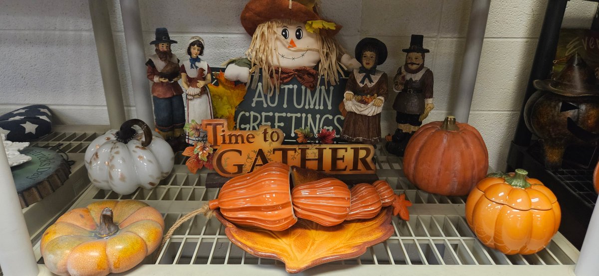 Fall Tabletop Decor, Pilgrim Figurines, Ceramic Pumpkins, and More