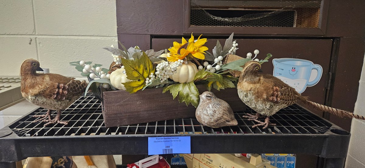 Fall Floral Wooden Trough Centerpiece and Bird Figurines