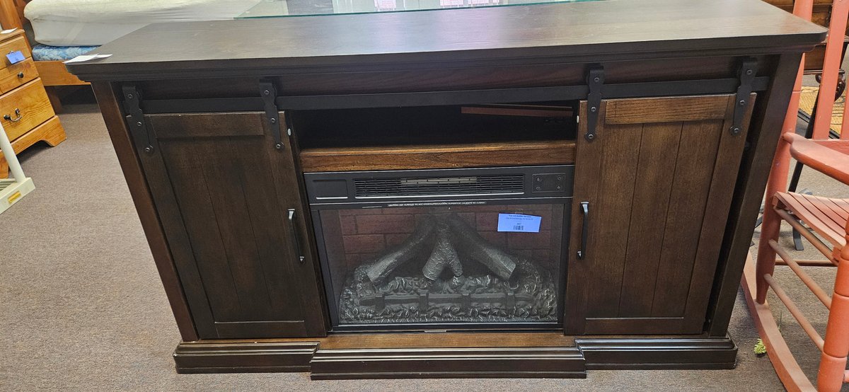 Febo Flame Barn Door Electric Fireplace Console
