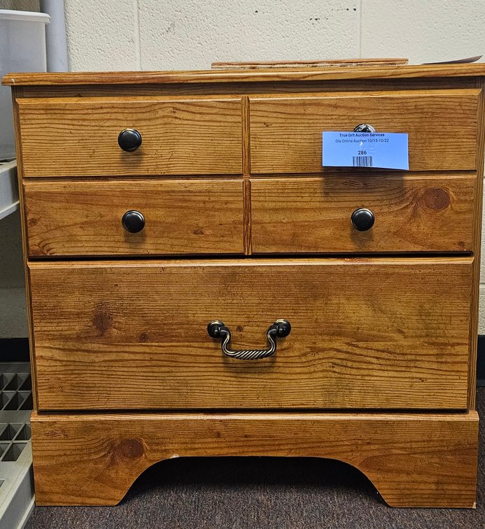 Pine Two-Drawer Small Chest with Wooden Plaque
