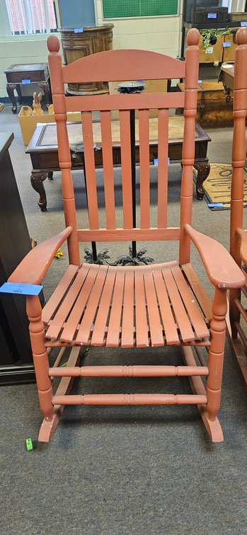 Terracotta-Painted Wooden Rocking Chair