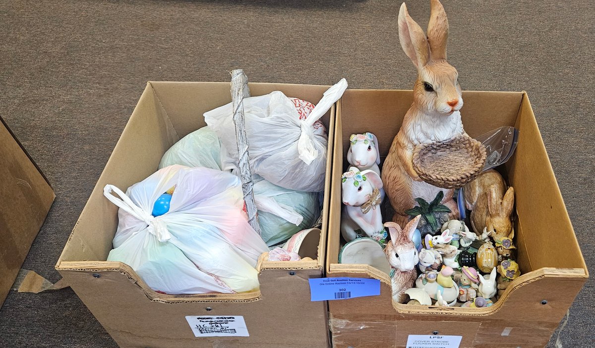 Rabbit Figurines, Easter Eggs, and Tabletop Decor