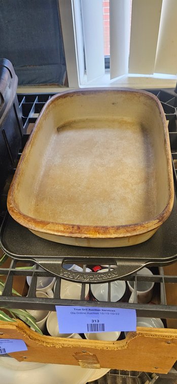 Stoneware Baking Dish and Cast Metal Griddle Pan