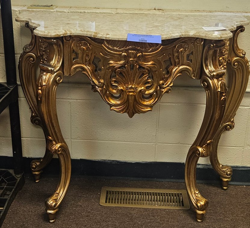 Gilt Carved Console Table with Marble Top