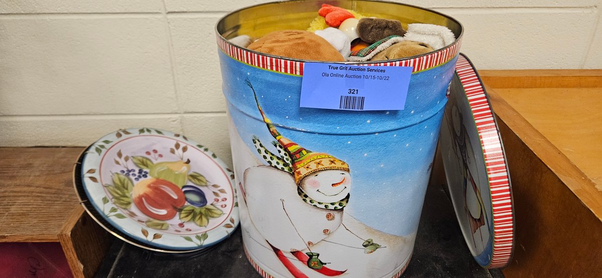 Snowman Holiday Tin Canister and Plush Toys