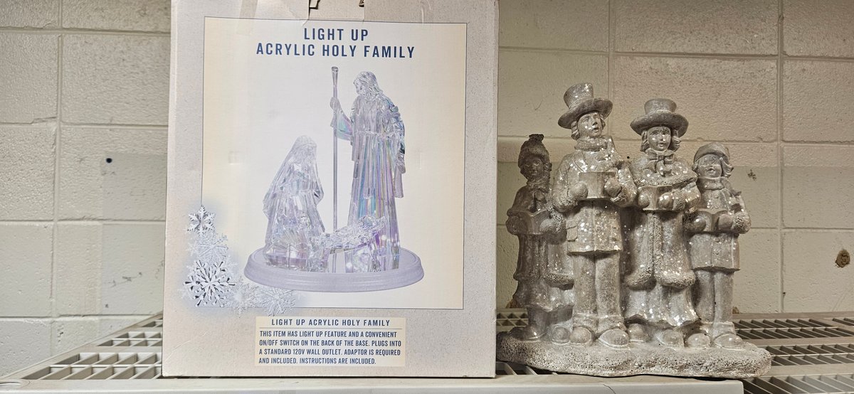 Light Up Acrylic Holy Family and Victorian Caroler Figurine