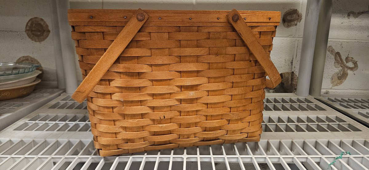 Longaberger Woven Wood Splint Basket with Swing Handles