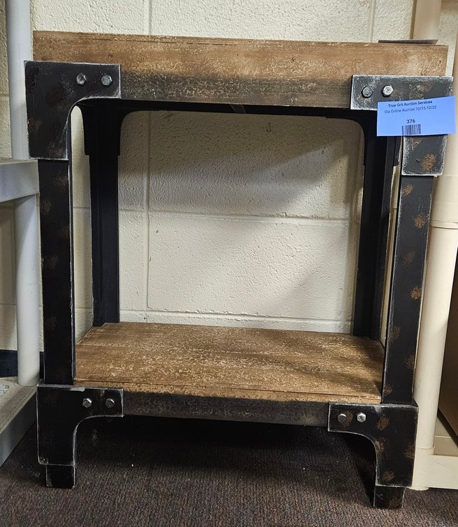 Rustic Two-Tier Wood and Metal Side Table