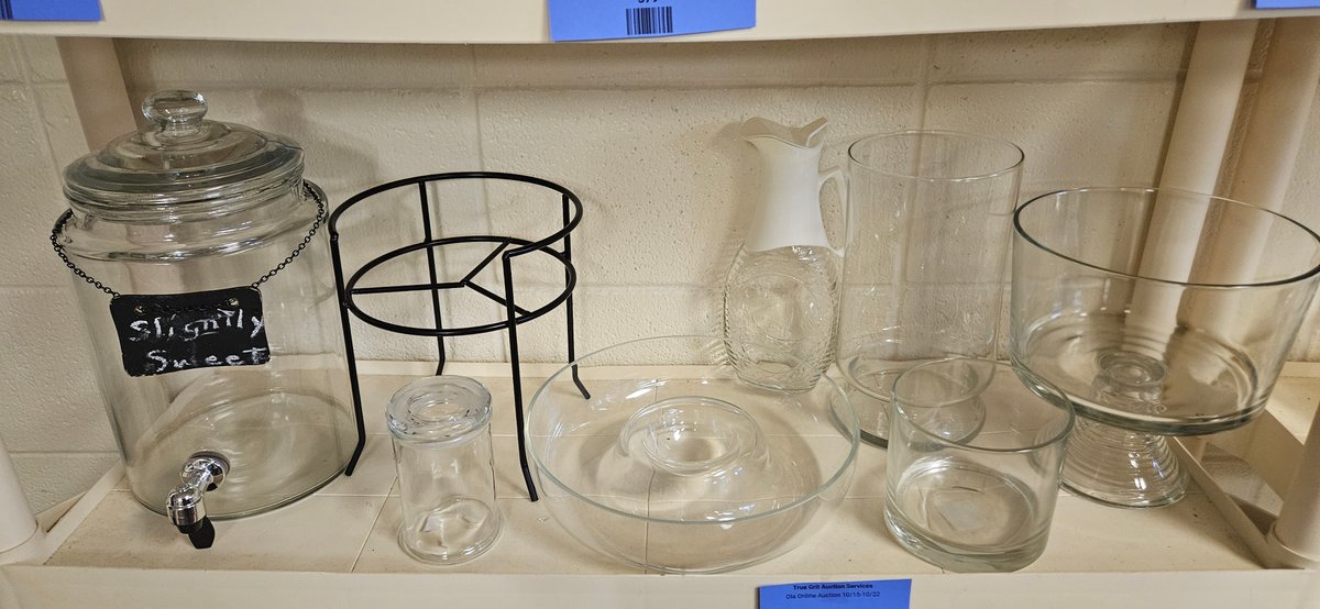 Glass Beverage Dispenser with Stand, Vases, and Serving Dishes