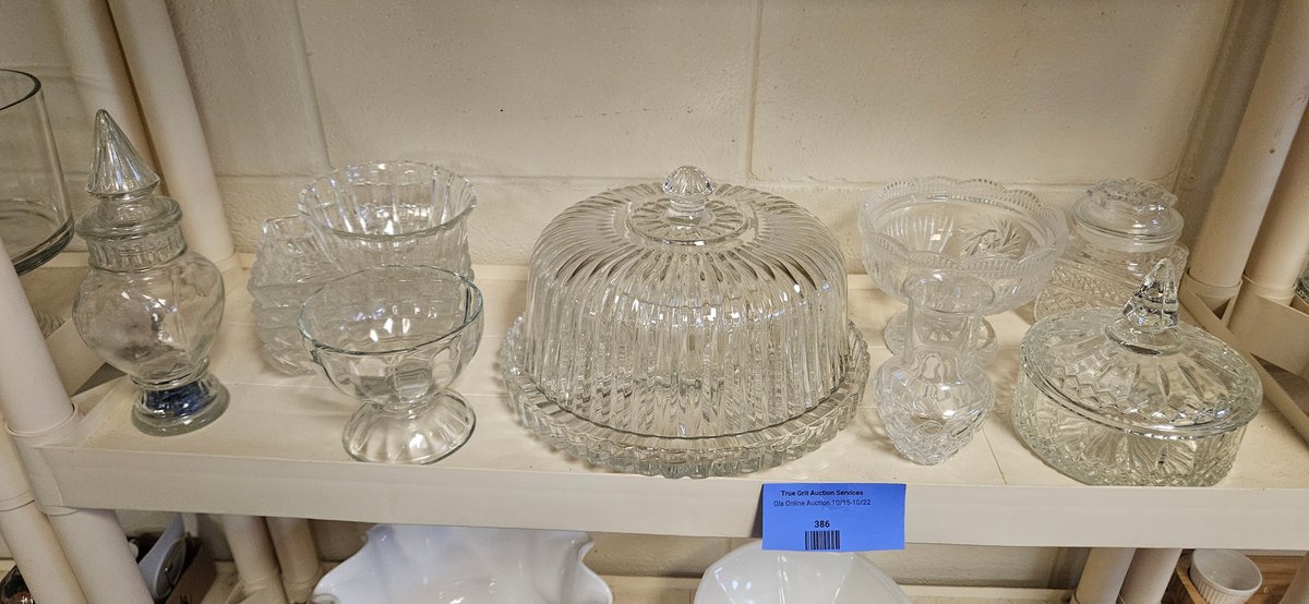 Clear Pressed and Cut Glass Jars, Compote, and Serving Dishes
