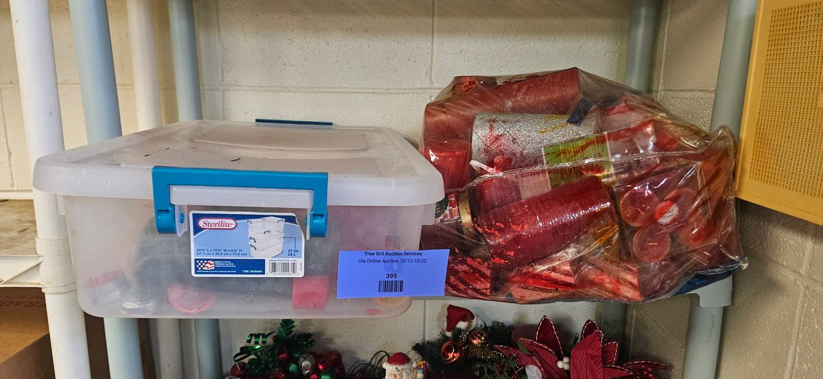 Pillar Candles, Tea Lights, and Plastic Storage Tote