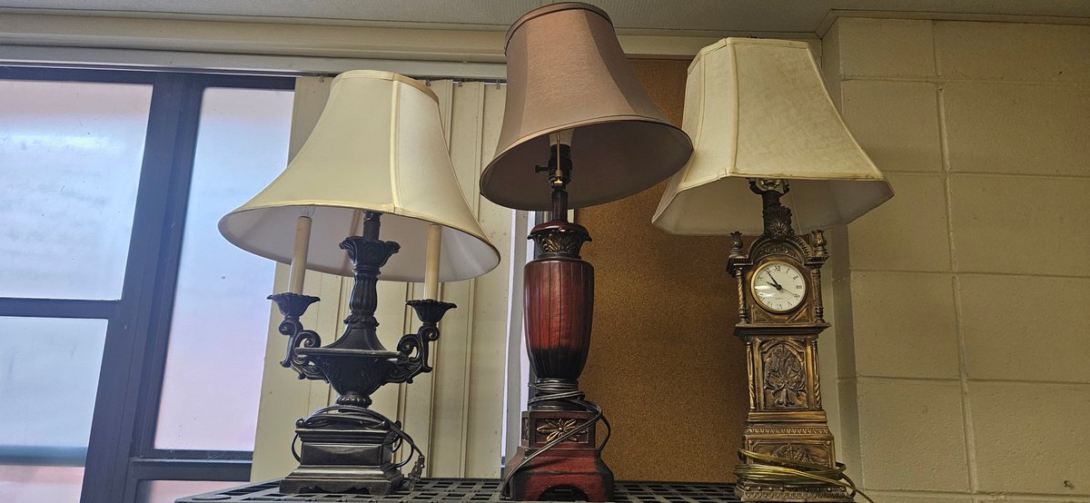 Three Table Lamps with Fabric Shades