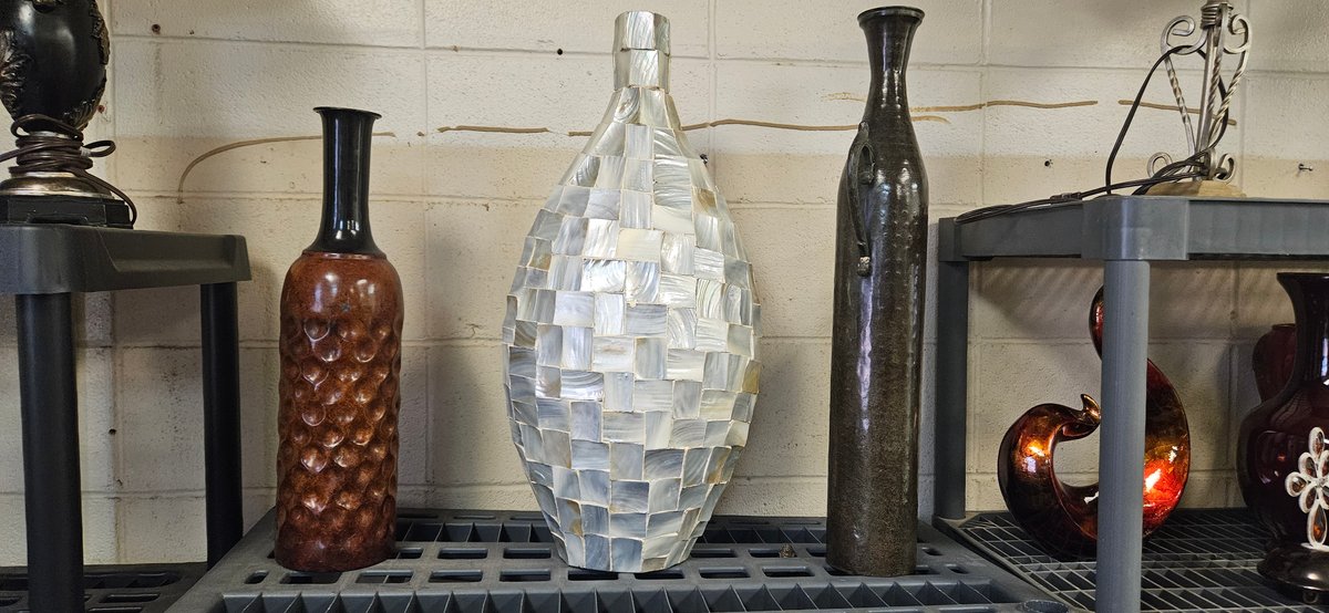 Tall Decorative Vases Including Mother-of-Pearl Mosaic