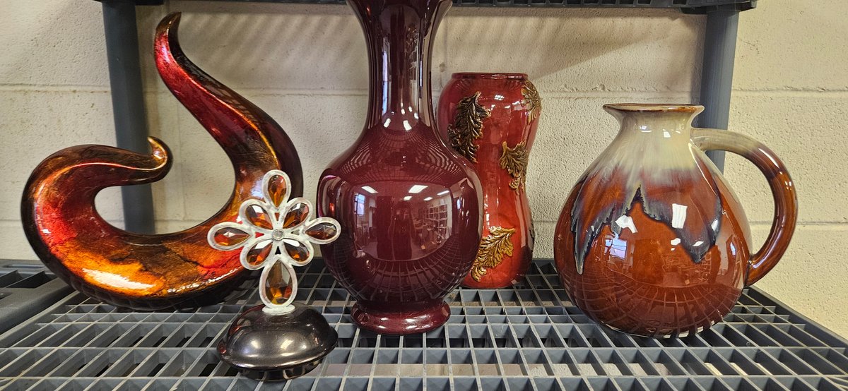 Ceramic Vases, Drip-Glazed Pitcher, and Tabletop Decor
