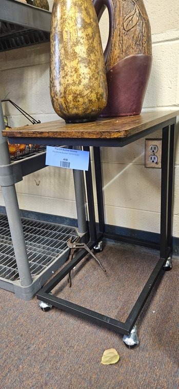 Rolling C-Shaped Side Table