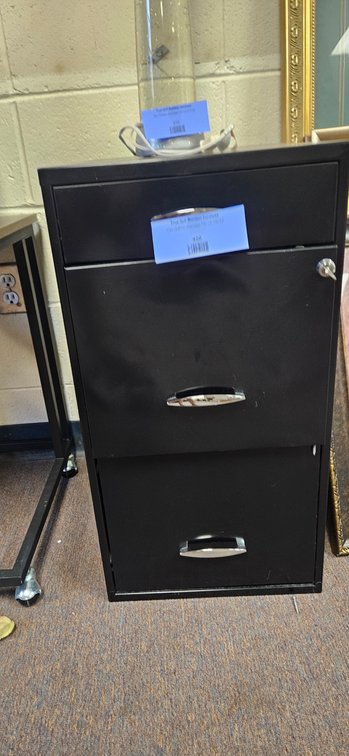 Black Metal Three-Drawer Filing Cabinet