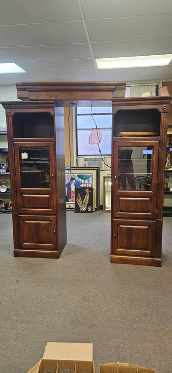 Wood Entertainment Center Wall Unit with Pier Cabinets