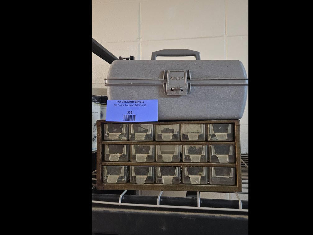 Plastic Toolbox and 15-Drawer Metal Parts Organizer