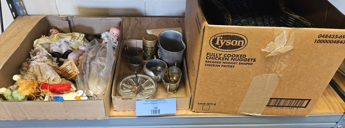 Dolls, Metal Tableware, Wicker Baskets, and Wall Decor