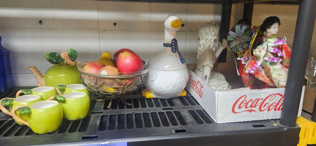 Ceramic Apple Drink Set, Goose Cookie Jar, Dolls, and More