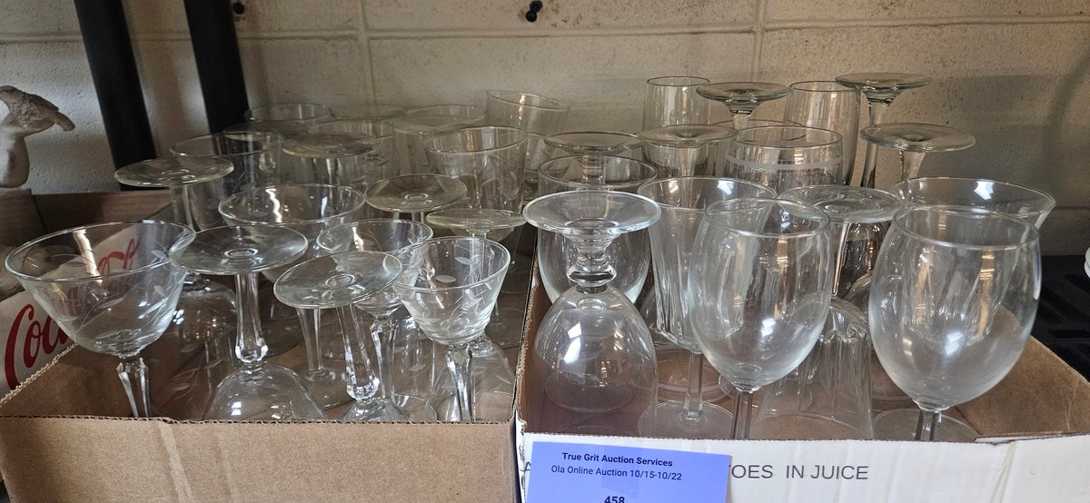 Clear Glass Stemware, Goblets, and Etched Glasses