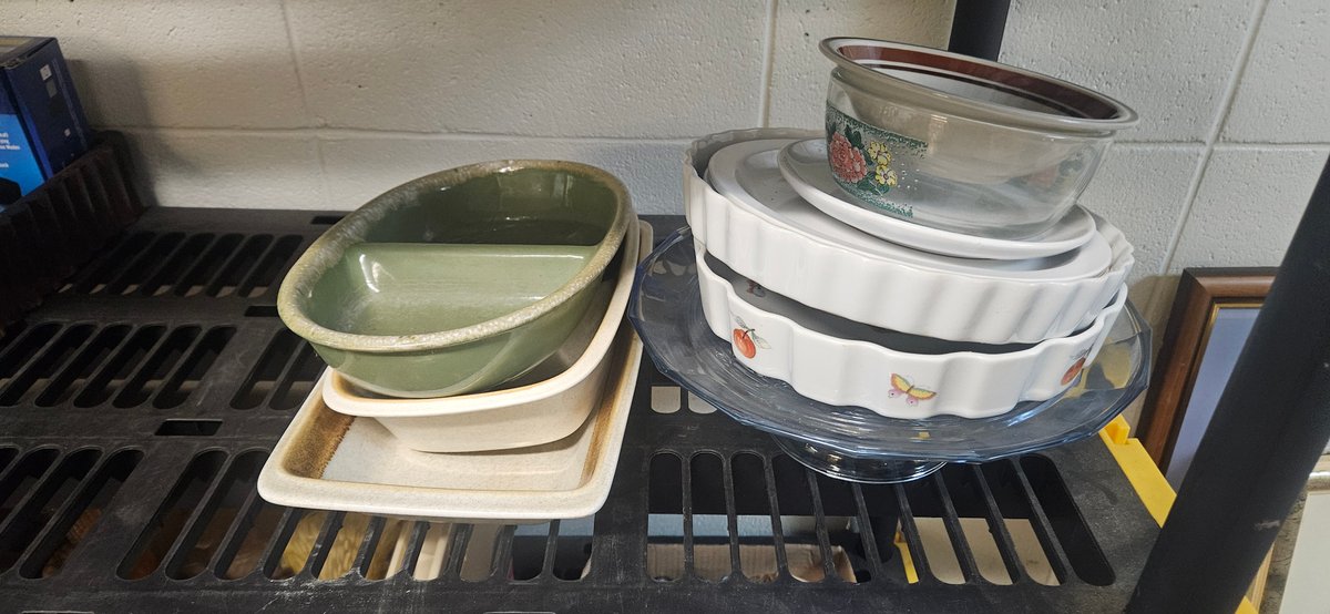 Ceramic Bakeware, Glass Cake Stand, and Serving Dishes
