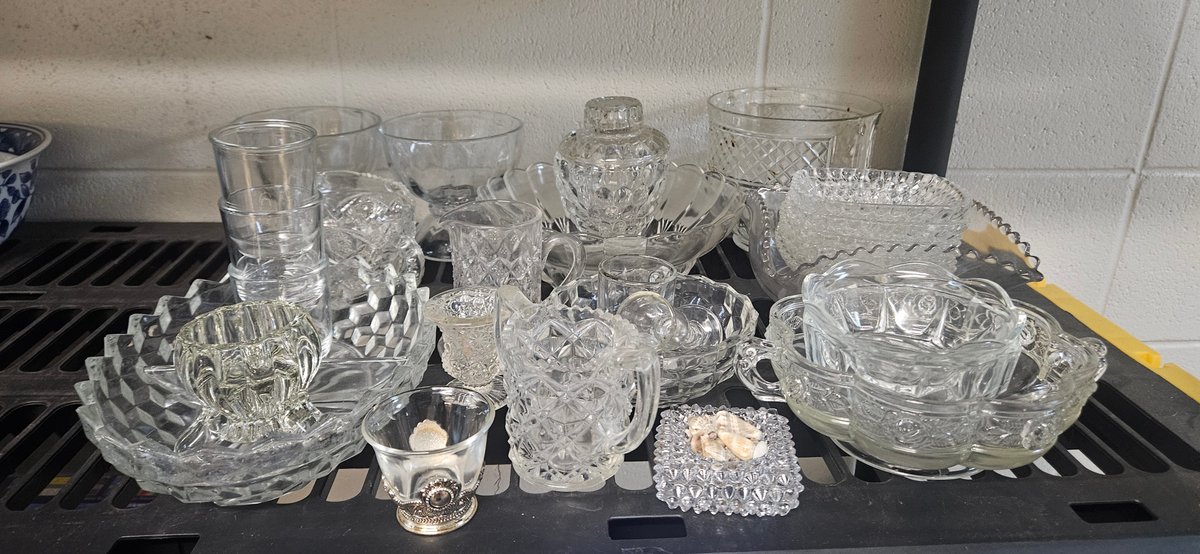 Clear Pressed Glass Tableware and Serving Dishes