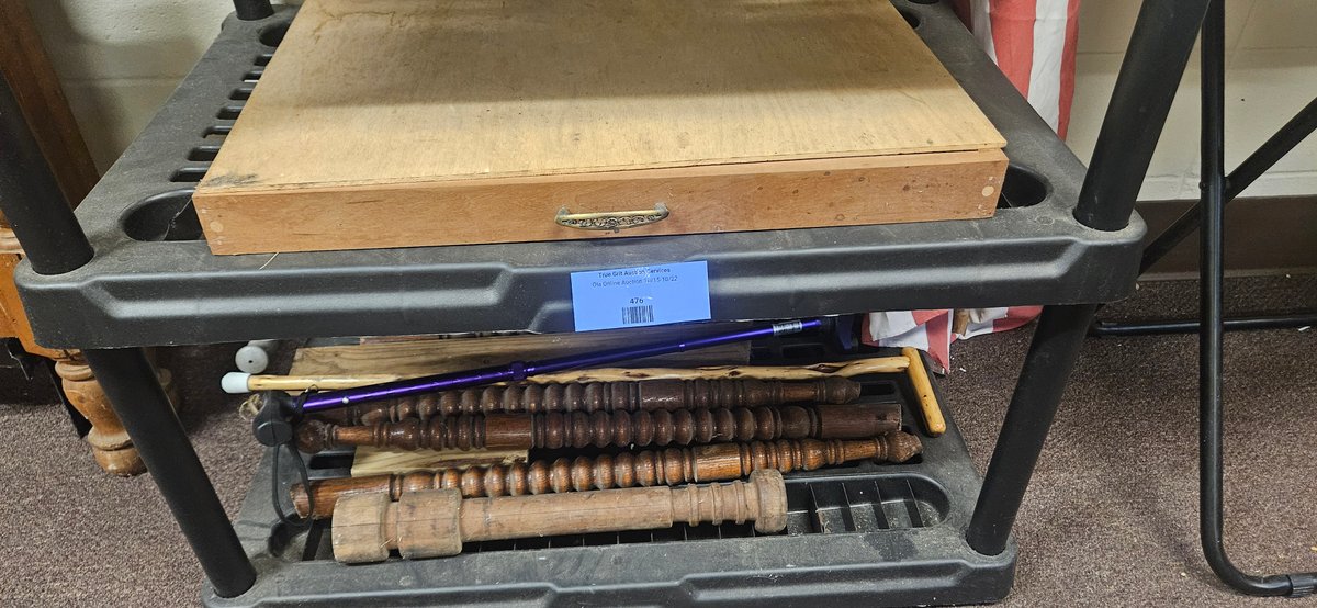Wooden Drawer Box, Walking Canes, and Turned Spindles