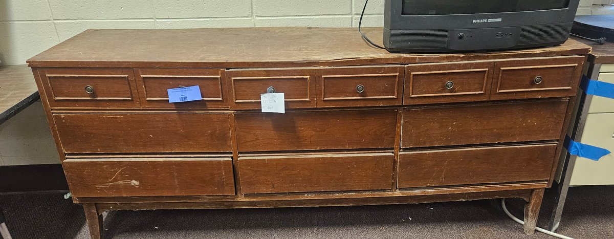 Twelve-Drawer Wood Lowboy Dresser