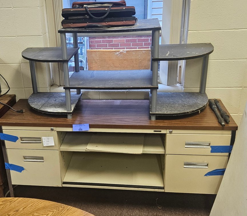 Metal Credenza, Multi-Tier Media Shelf