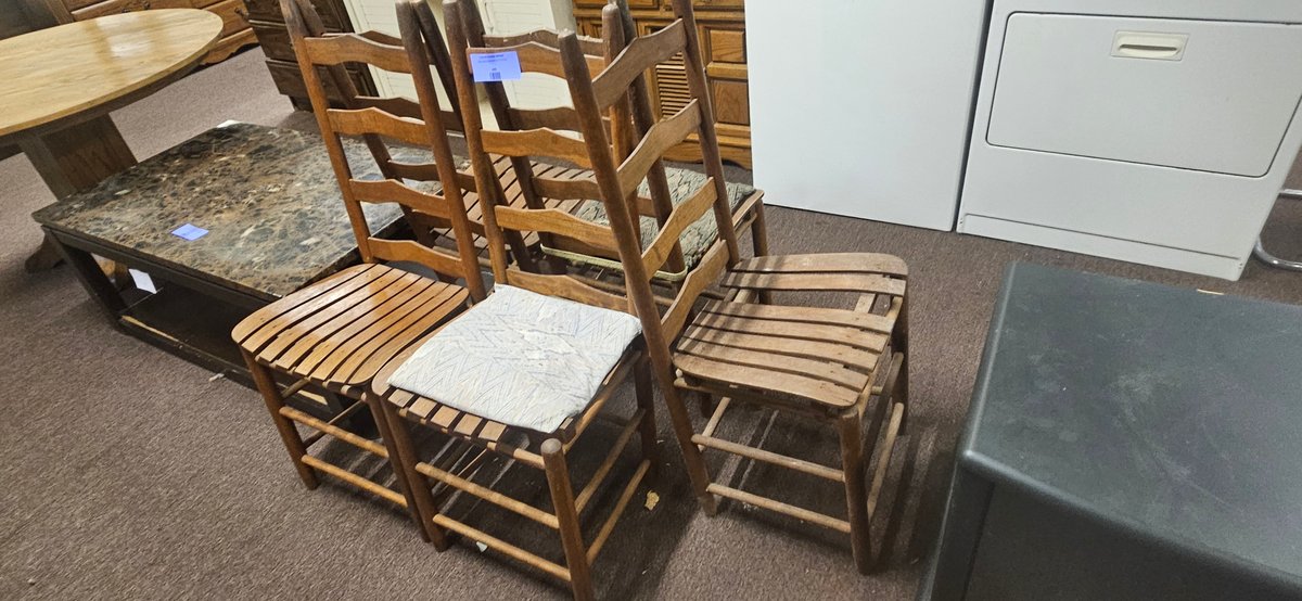 Wood Ladder-Back Dining Chairs with Slatted Seats