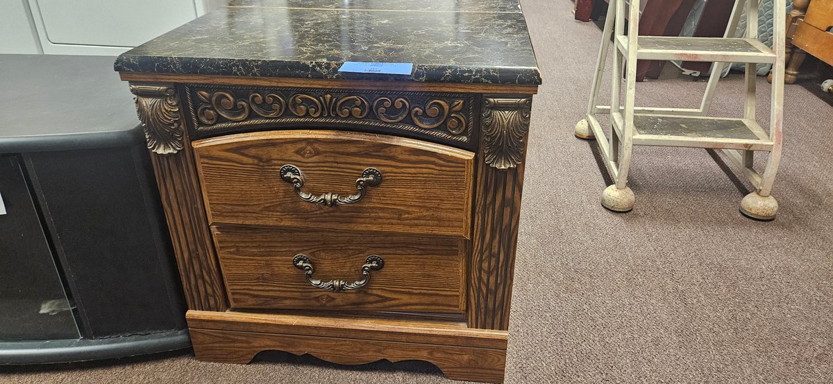 Traditional Nightstand with Faux-Marble Top