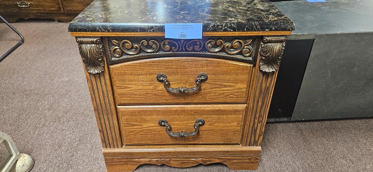 Two-Drawer Nightstand with Faux Marble Top