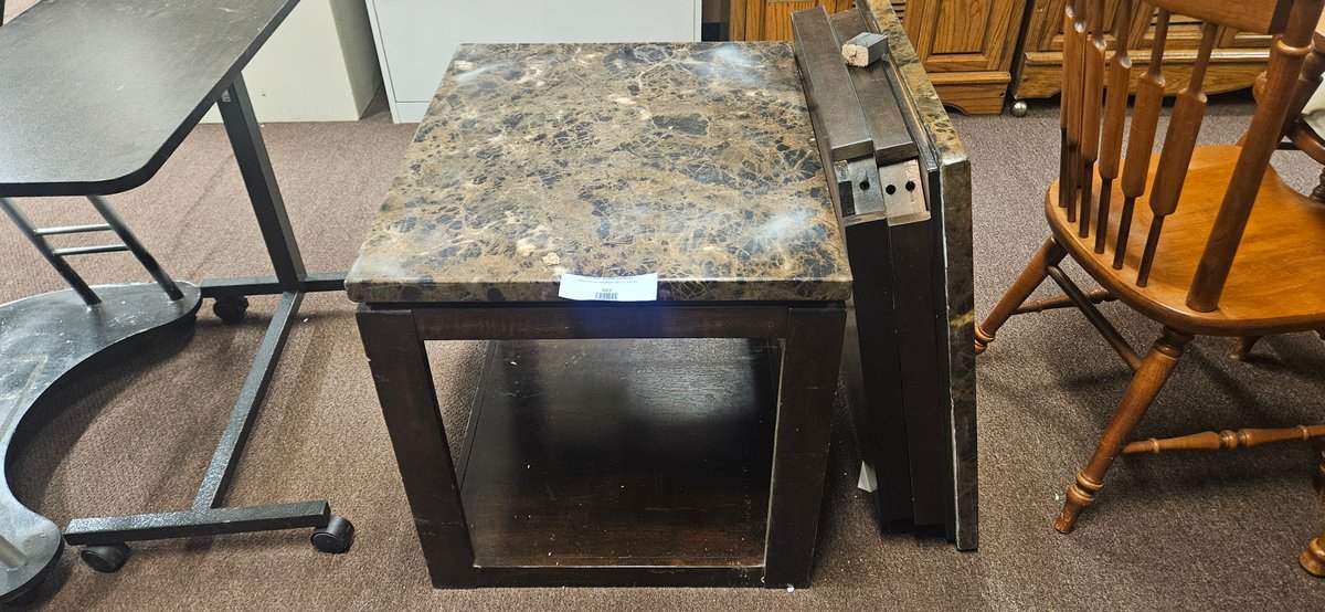 Faux Marble-Top End Table