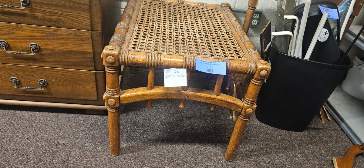 Faux Bamboo Cane-Top Bench or Side Table