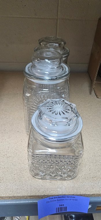 Clear Pressed Glass Canisters with Lids