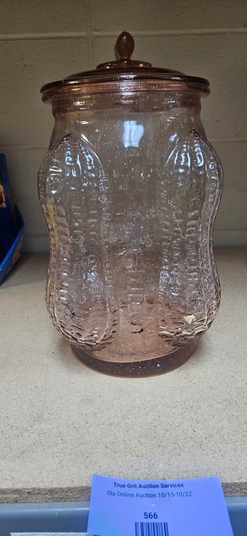 Planters Embossed Glass Peanut Jar with Lid