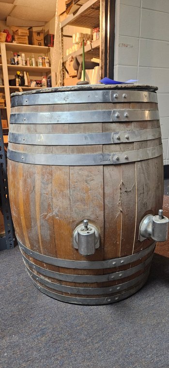 Wooden Barrel Dispenser with Dual Spigots