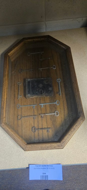 Framed Skeleton Keys and Rim Lock Shadow Box Display
