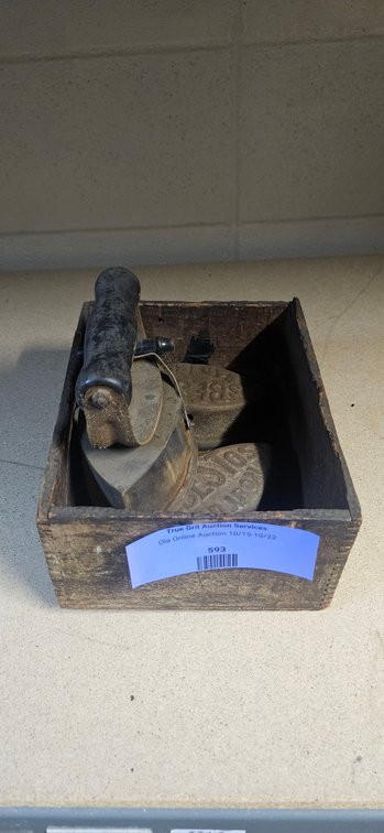 Asbestos Cast Iron Sad Irons with Wooden Box
