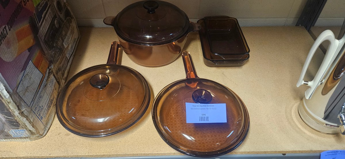 Amber Glass Skillets, Pot, and Baking Dishes