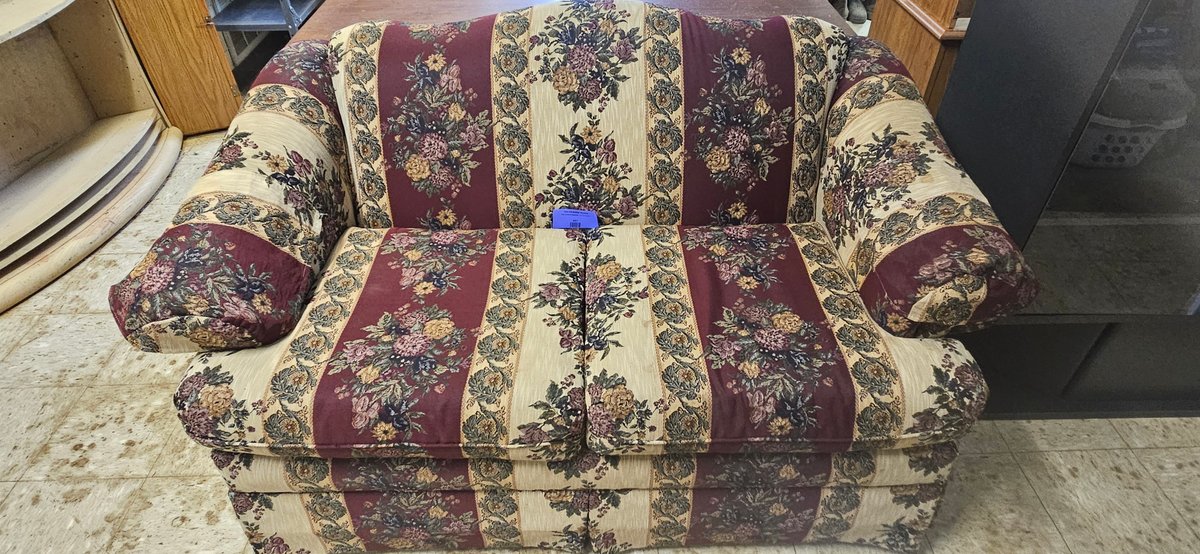 Floral Tapestry Striped Loveseat