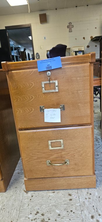Oak Finish Two-Drawer Vertical File Cabinet